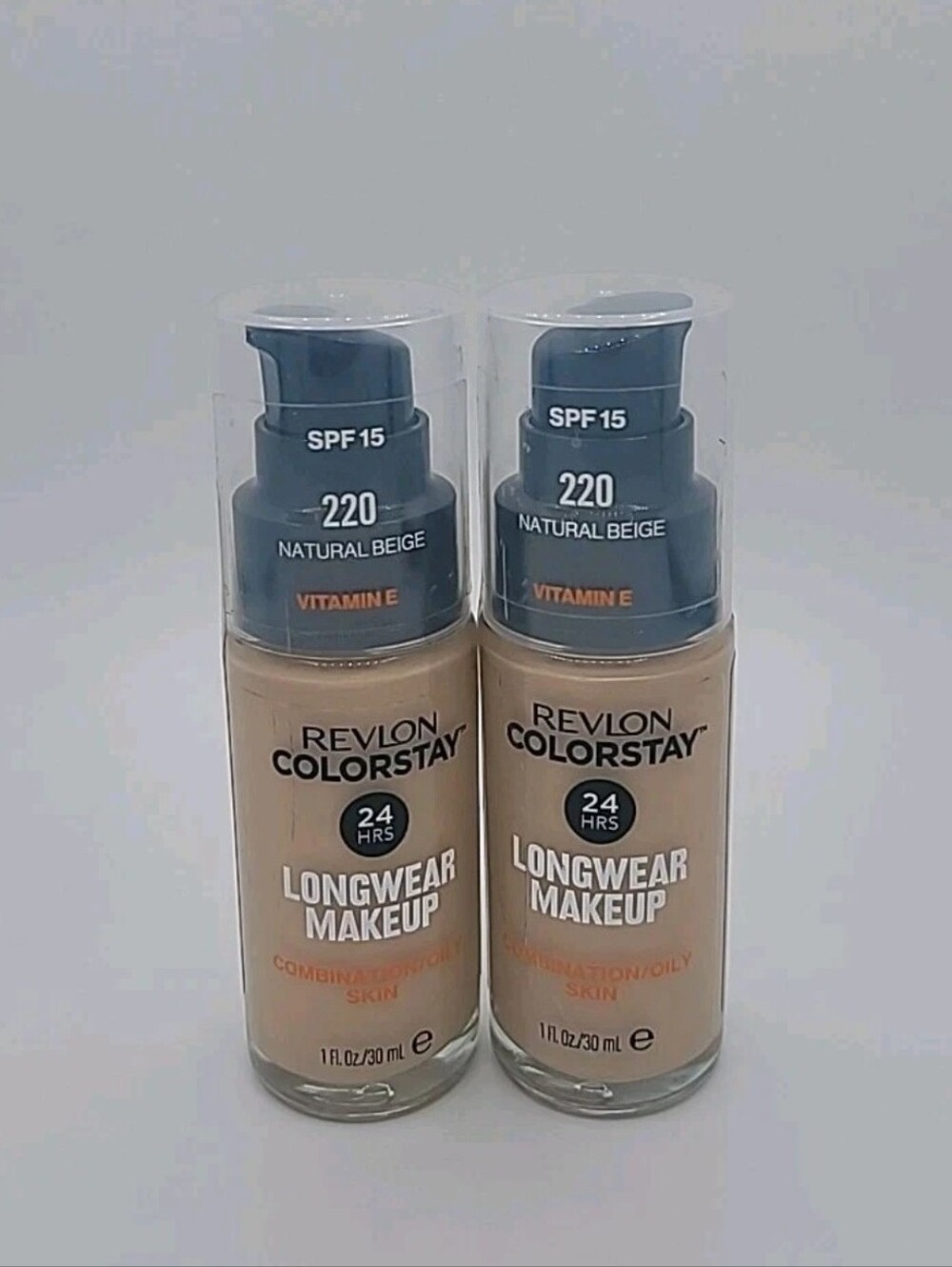 NEW 2x REVLON Colorstay 24hr  Foundation SPF Matte 220 Natural Beige 1 fl oz